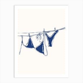 Blue Bikini On A Clothesline Poster Art Print