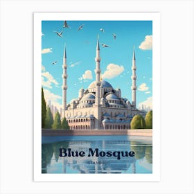 Blue Mosque Istanbul Islam Mosque Travel Art Illustration Art Print