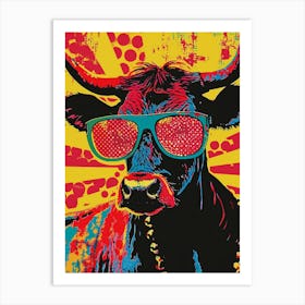 Cow In Sunglasses Art Print