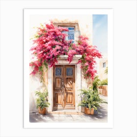 Mallorca, Spain   Mediterranean Doors Watercolour Painting 1 Art Print