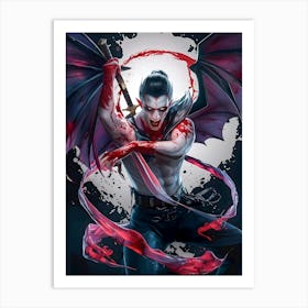 Bloody Handsome Vampire with Sword - Poster Art Art Print