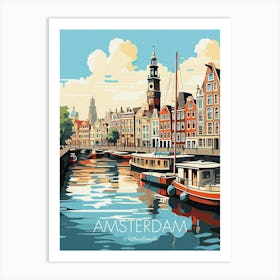 Amsterdam Netherlands Canal Vintage Travel Art Print