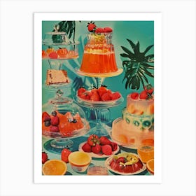 Jelly Dessert Selection Retro Collage 2 Art Print