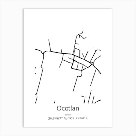 Ocotlan De Morelos,Mexico Minimalist Map Art Print