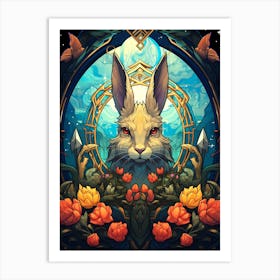 Rabbit In The Moonlight Art Print