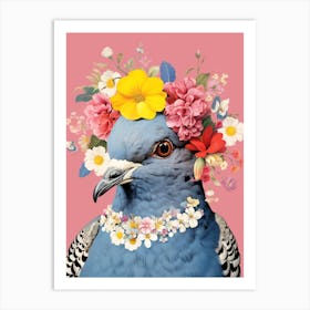 Bird With A Flower Crown Pigeon 1 Art Print