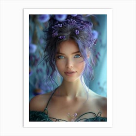 Beautiful Girl With Purple Hair 2 Art Print