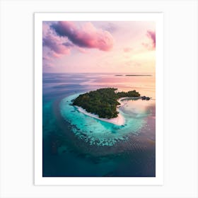 Island At Sunset In The Maldives Art Print