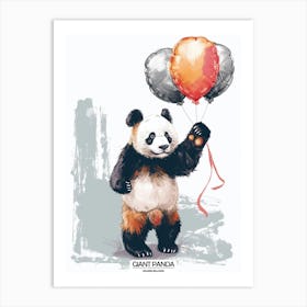 Giant Panda Holding Ballons Poster 2 Art Print