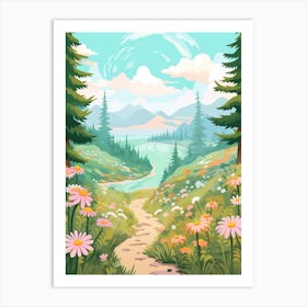 Pacific Northwest Trail Usa 2 Hike Illustration Art Print