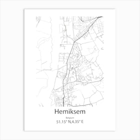 Hemiksem,Belgium Minimalist Map Art Print