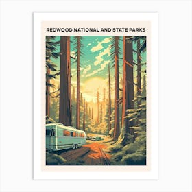 Redwood National And State Parks Midcentury Travel Poster Art Print