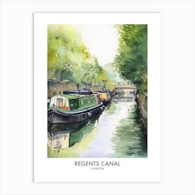 Regents Canal London Watercolour Travel Poster 4 Art Print