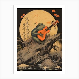 Frog Playing Guitar,  Matsumoto Hoji Inspired Japanese 1 Art Print