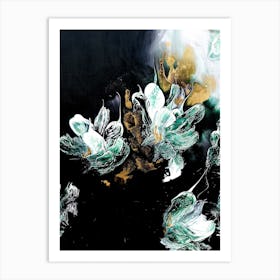 Green And Black Flower Painting Art Print