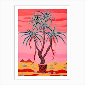 Pink And Red Plant Illustration Madagascar Dragon Tree 2 Art Print