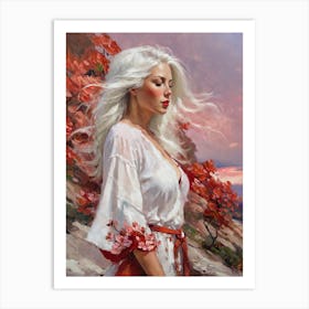 Girl With White Hair 2 Art Print