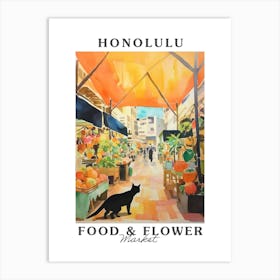 Food Market With Cats In Honolulu 4 Poster Art Print