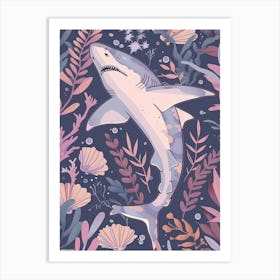Purple Thresher Shark Illustration 3 Art Print