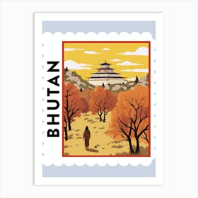 Bhutan 3 Travel Stamp Poster Art Print
