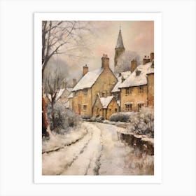 Vintage Winter Painting Cotswolds United Kingdom 1 Art Print