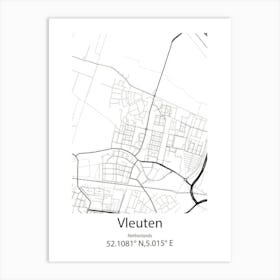 Vleuten,Netherlands Minimalist Map Art Print