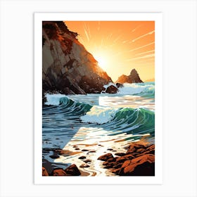 A Painting Of Pfeiffer Beach, Big Sur California Usa 6 Art Print