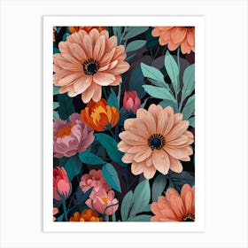 Floral Seamless Pattern 4 Art Print