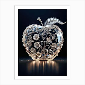 Crystal Apple in the dark background, vertical Art Print