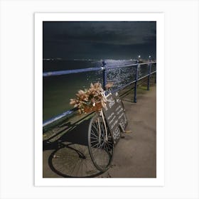 Cycle, flowers and cafe board Art Print