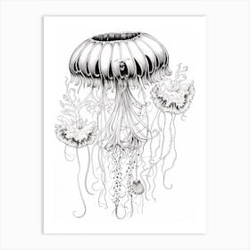 Upside Down Jellyfish Pencil Drawing 8 Art Print