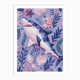 Purple Smallscale Cookiecutter Shark Pattern Art Print