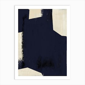 BLUE ABSTRACT no. 2  - coltxwilde, abstract, contemporary art, modern,  minimalist, geometric, shapes of blue, navy & black on beige  by colt x wilde Art Print