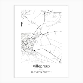 Villepreux,France Minimalist Map Art Print