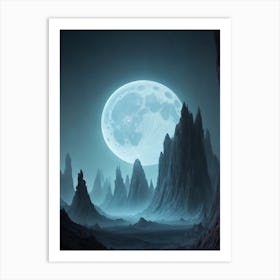 Landscape With A Full Moon Art Print