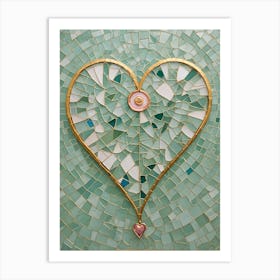 Blue Heart Mosaic Art Print