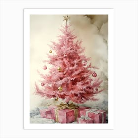 Pink Christmas Tree 2 Art Print