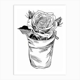 Rose In A Pocket Line Drawing 2 Art Print