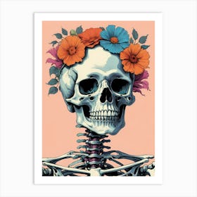 Floral Skeleton In The Style Of Pop Art (45) Art Print