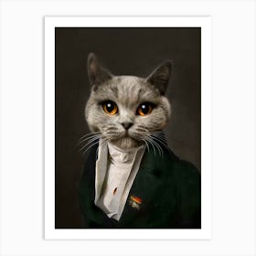 Short Liam The English Grey Cat Pet Portraits Art Print