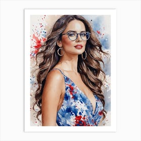 Watercolor Of A Woman In Glasses Art Print