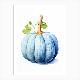 Blue Hubbard Squash Pumpkin Watercolour Illustration 2 Art Print