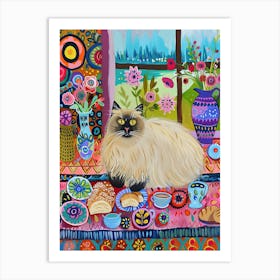 Tea Time With A Himalayan Cat 3 Art Print