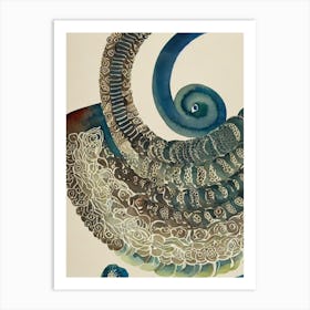 Giant Tube Worm Vintage Graphic Watercolour Art Print