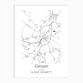 Giessen,Germany Minimalist Map Art Print