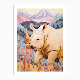 Patchwork Rhino Warm Colours 1 Art Print