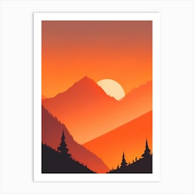 Misty Mountains Vertical Composition In Orange Tone 13 Art Print