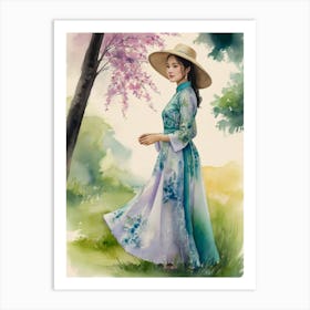 Asian Girl In Traditional Dress Art Print