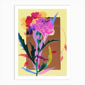 Carnation7 Neon Flower Collage Art Print