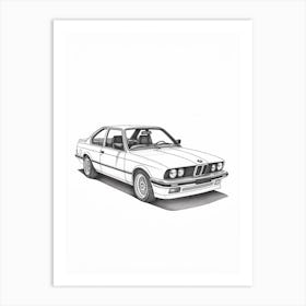 Bmw 325 Is Line Drawing 2 Art Print